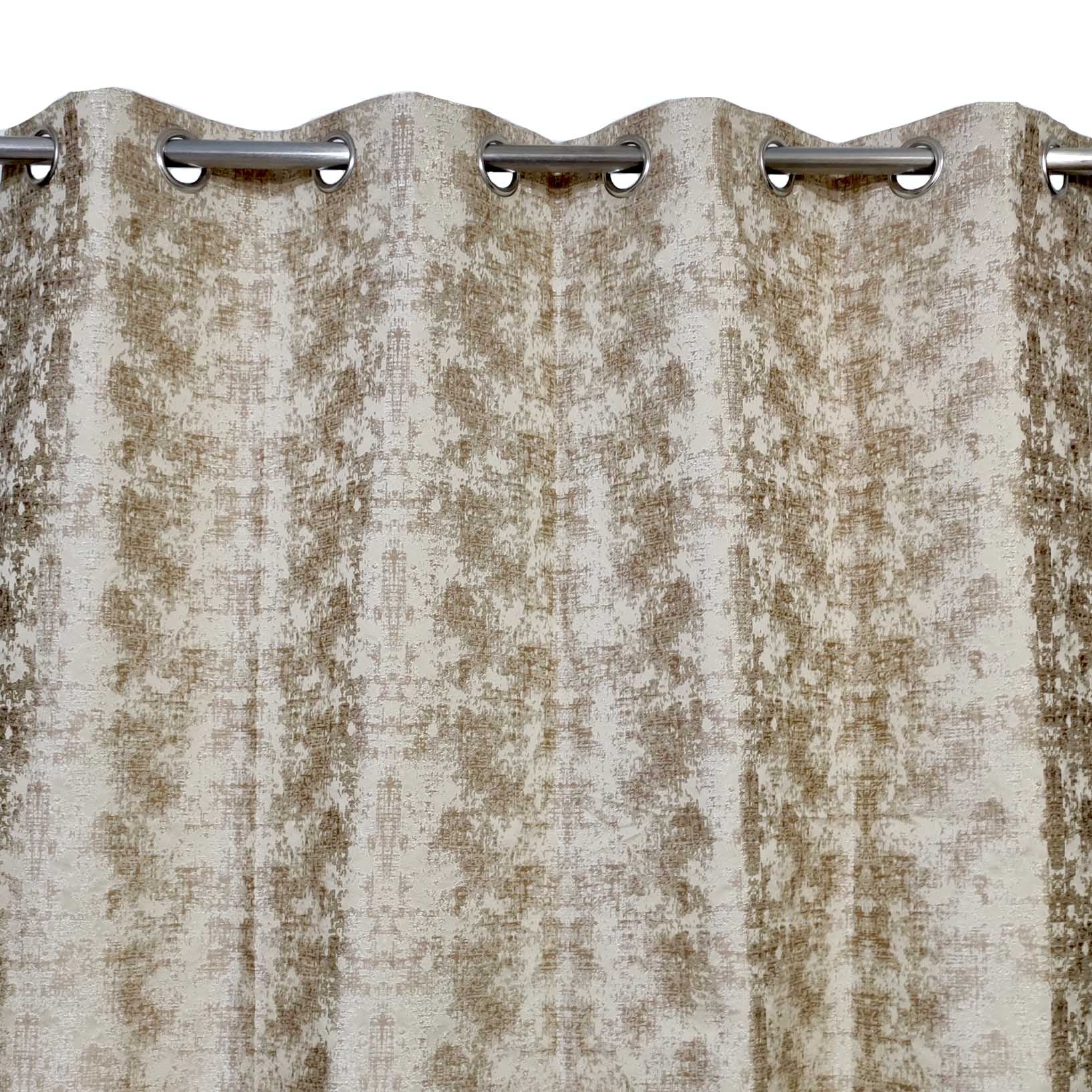 Thick Viscose Curtain Lite Brown & Gold on Off-White