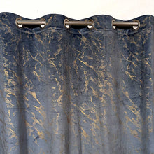 Golden Textured Velvet Curtain Jet-Black