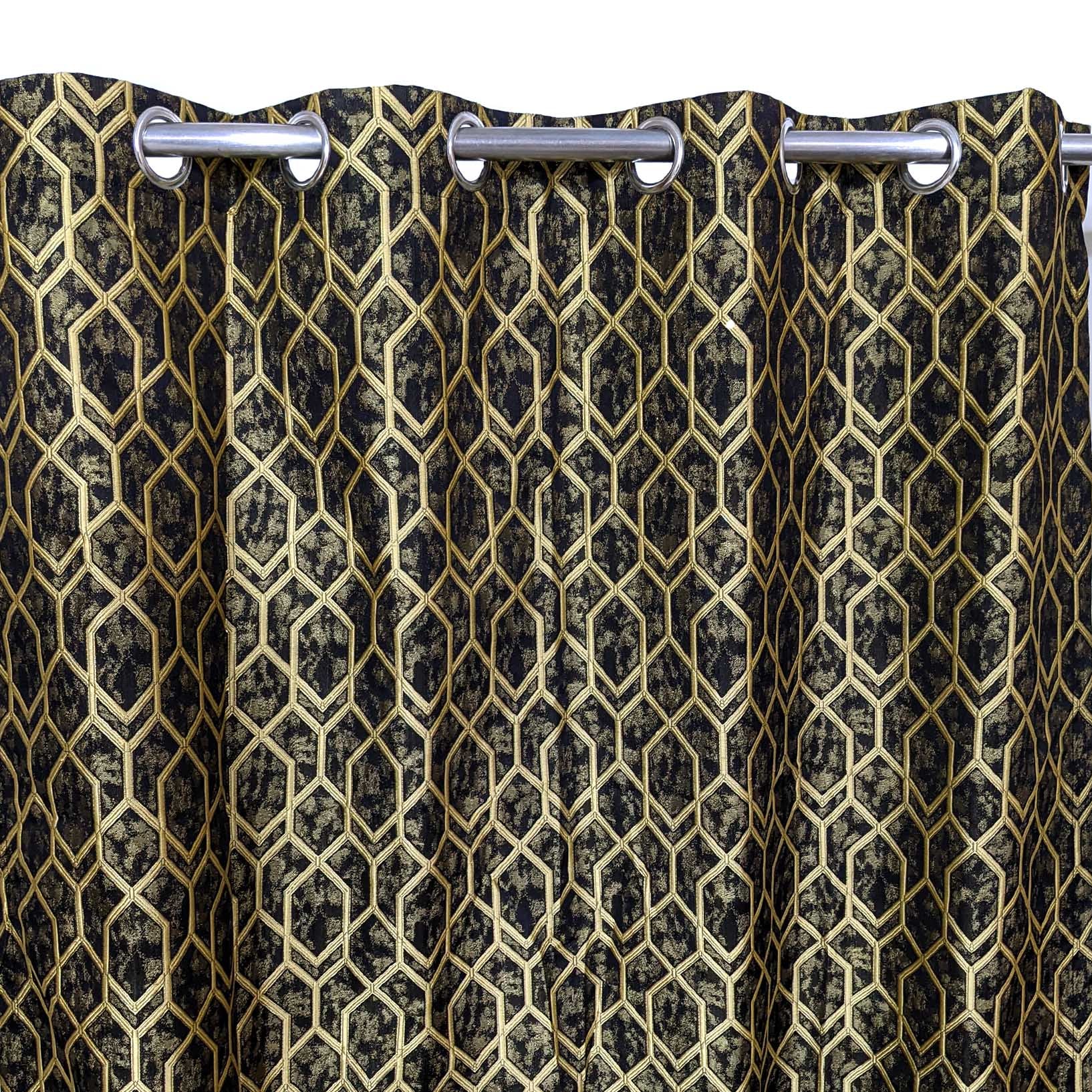 Thick Viscose Curtain Golden on Black