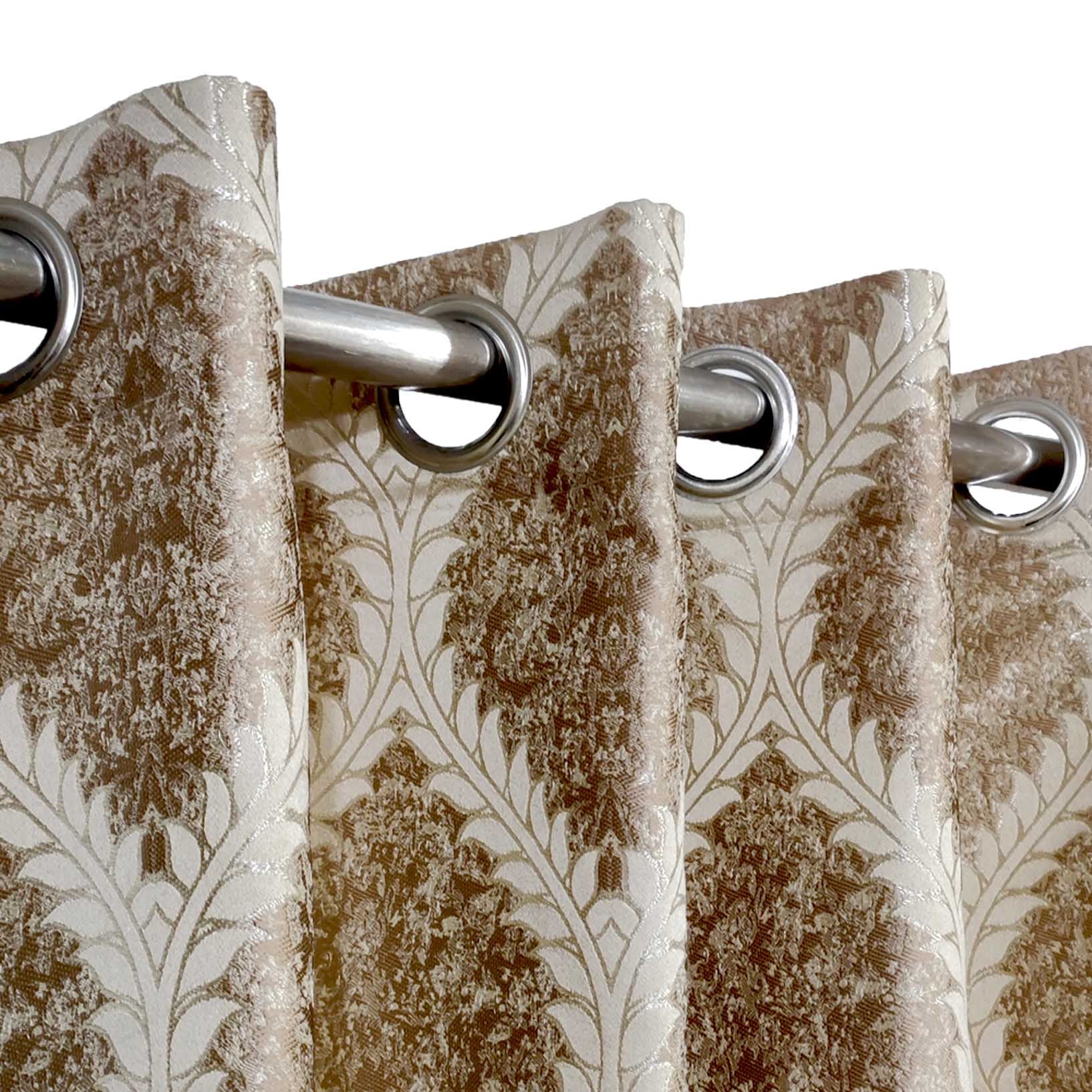 Thick Viscose Curtain Lite Brown & Gold on Off-White