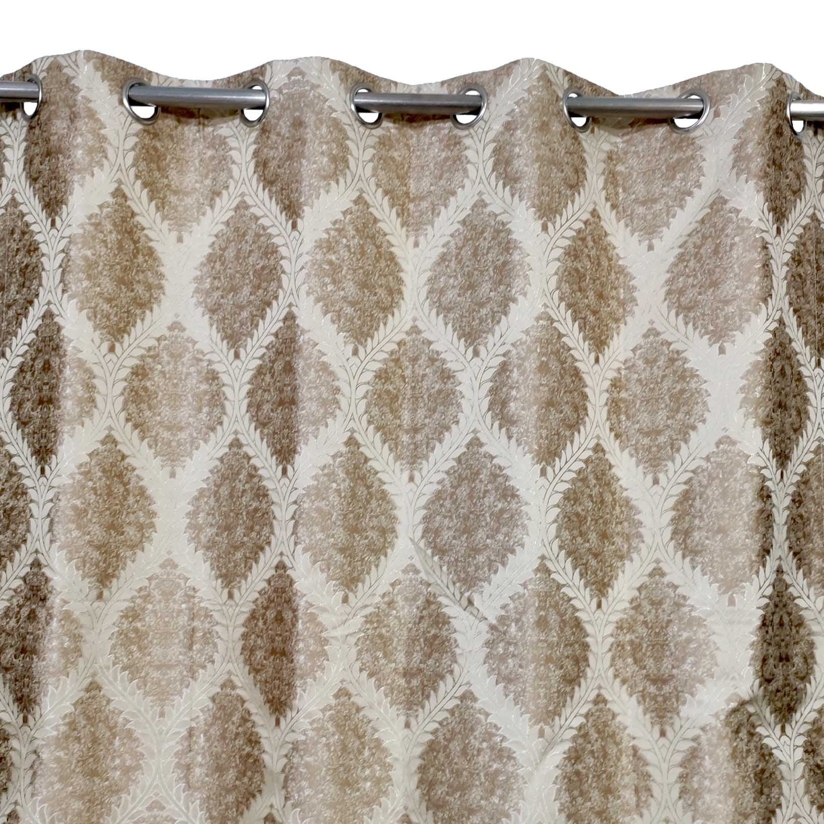 Thick Viscose Curtain Lite Brown & Gold on Off-White