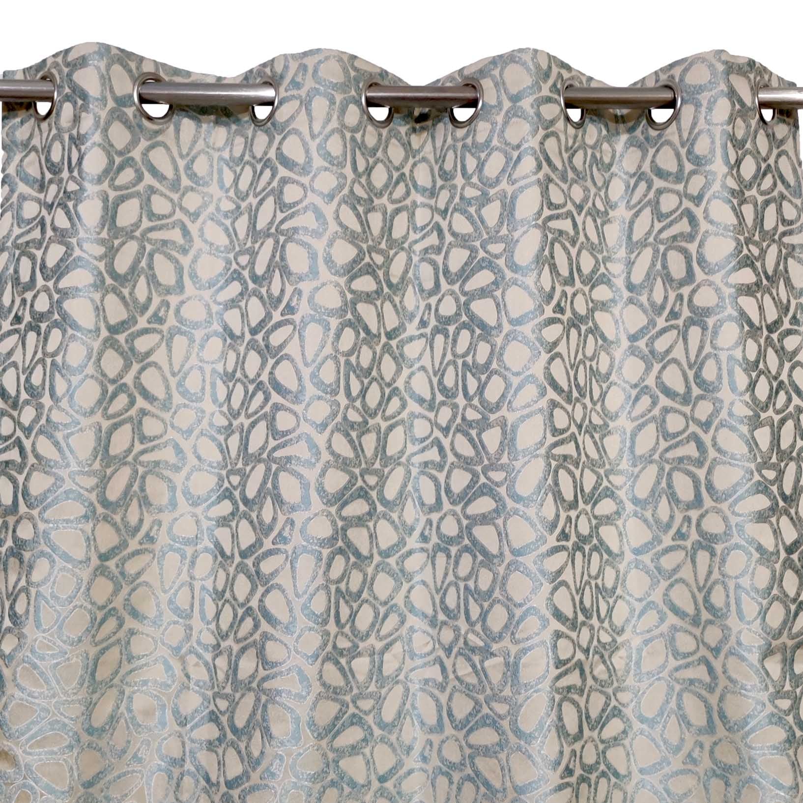 Thick Viscose Curtain Lite Turquoise & Gold on Off-White