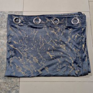 Golden Textured Velvet Curtain Jet-Black