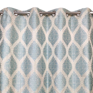 Thick Viscose Curtain Lite Turquoise & Gold on Off-White
