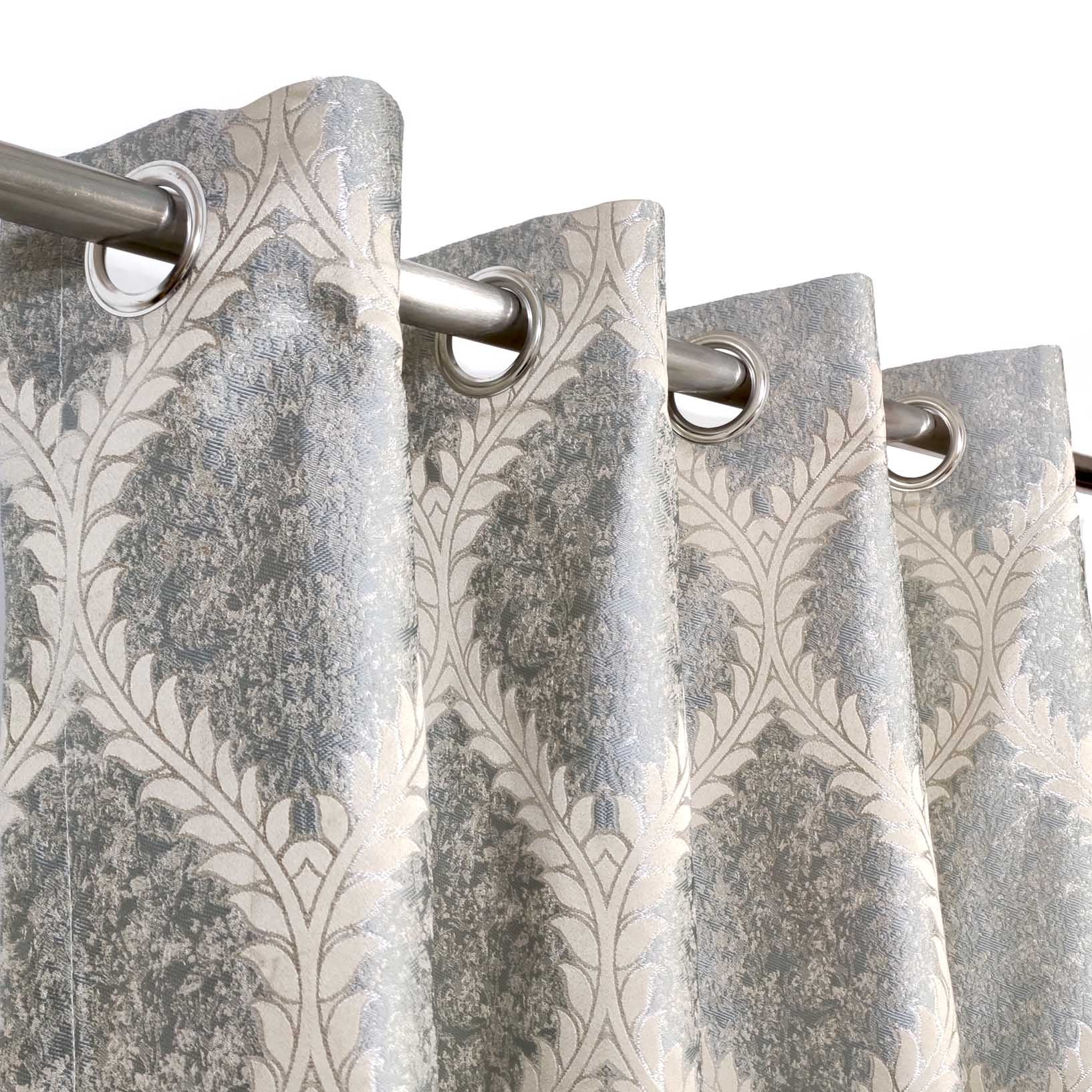 Thick Viscose Curtain Silver & Gold on Off-White