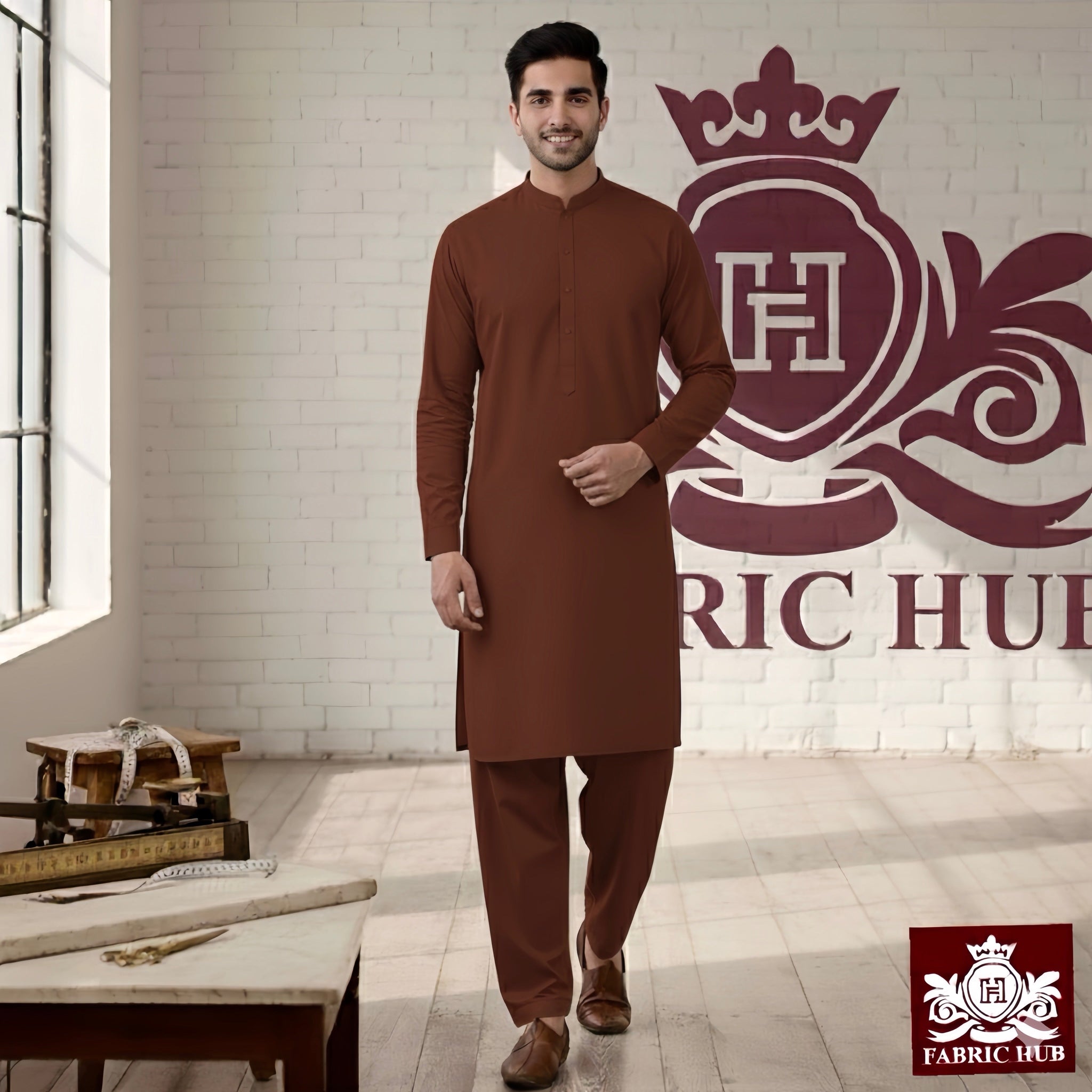 Imported Wash & Wear Rust Un-Stitched
