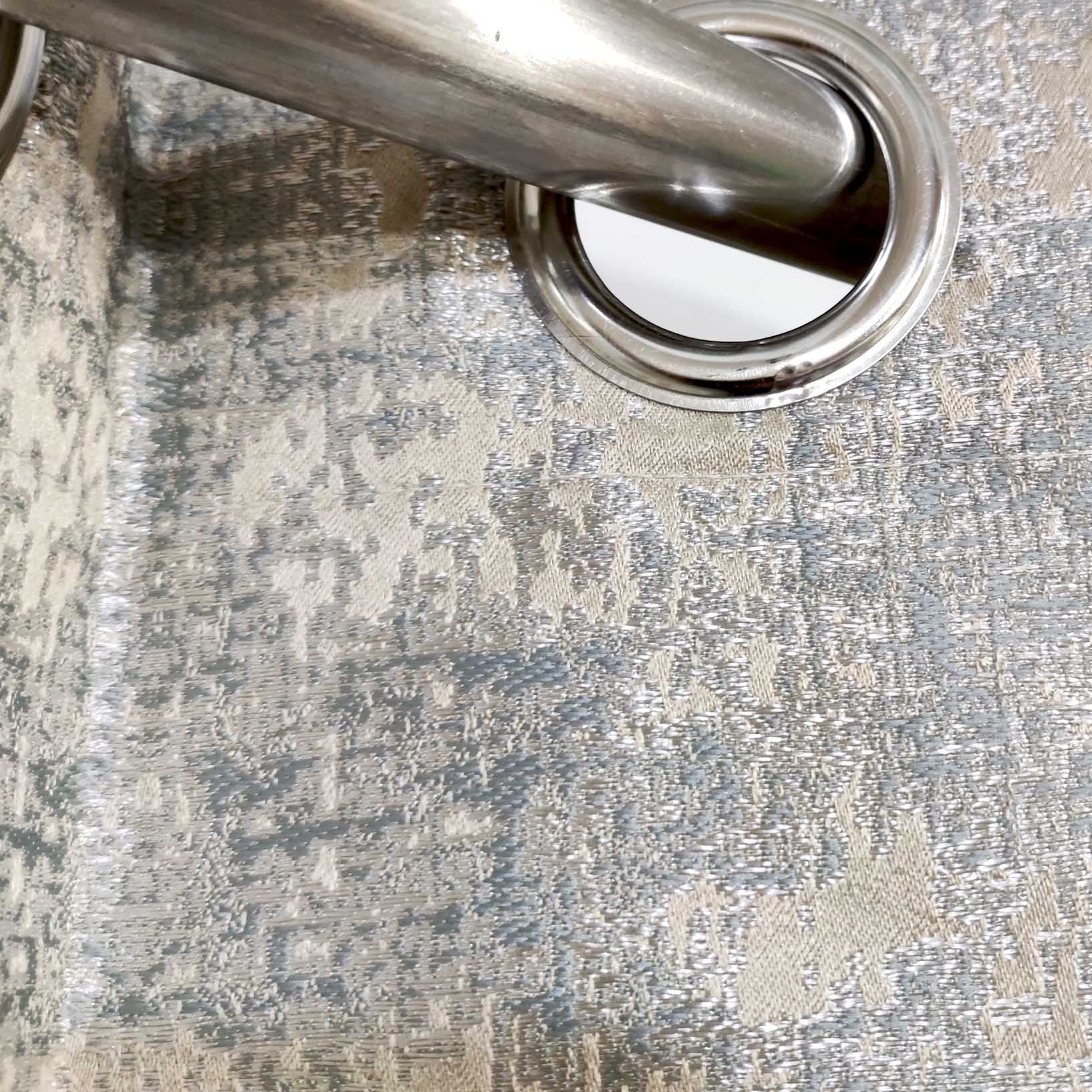 Thick Viscose Curtain Silver & Gold on Off-White