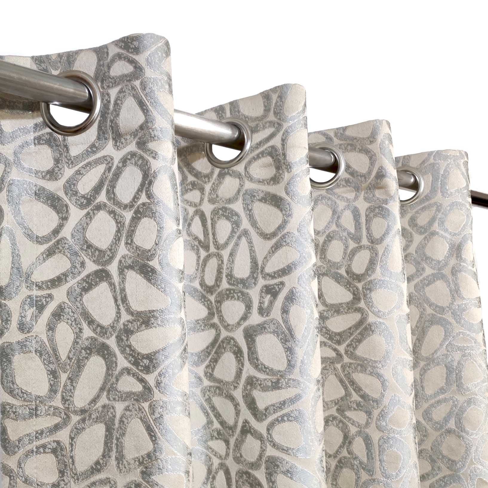 Thick Viscose Curtain Silver & Gold on Off-White