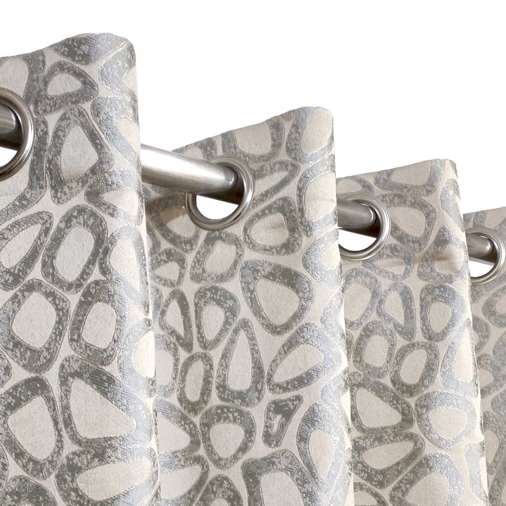 Thick Viscose Curtain Silver & Gold on Off-White