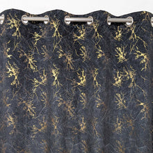 Golden Textured Velvet Curtain Black