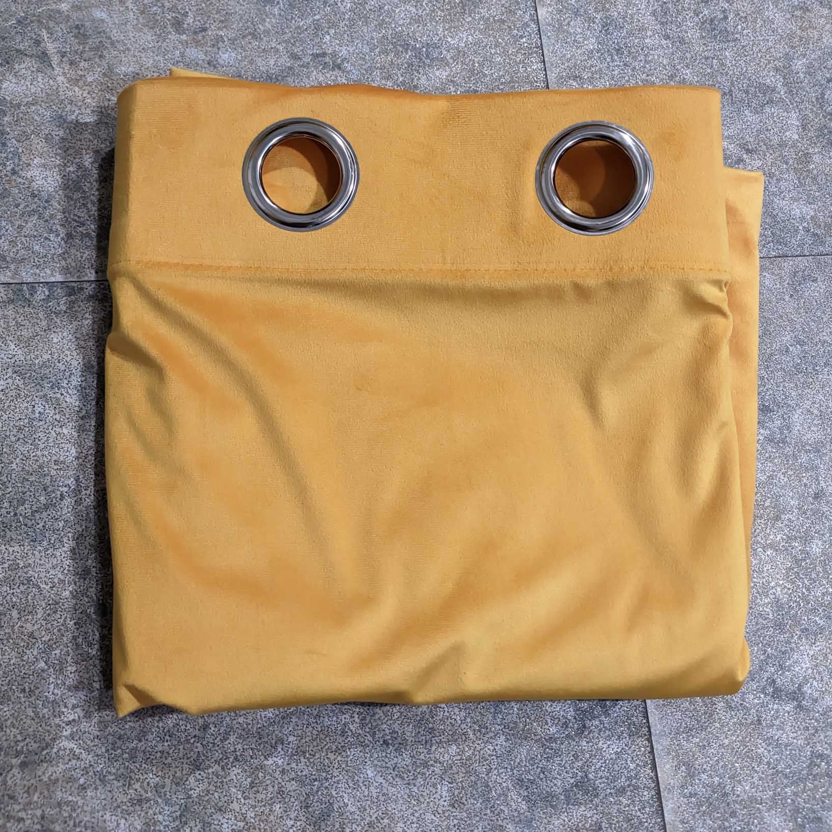 Plain Velvet Curtain Mustard Yellow (2 Pcs Available Only)