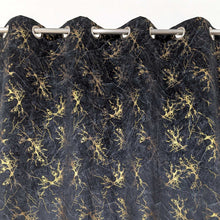 Golden Textured Velvet Curtain Black