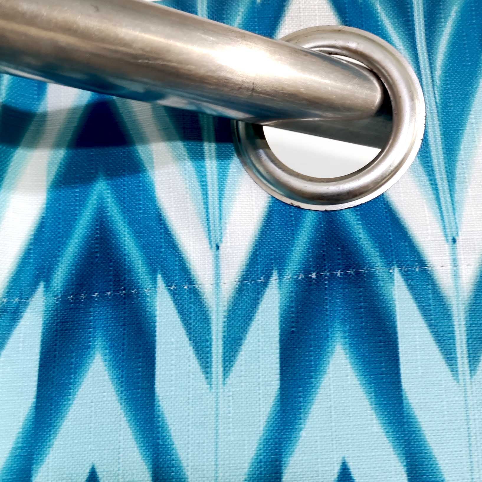 Digital Printed Curtain Blue  Zig Zag