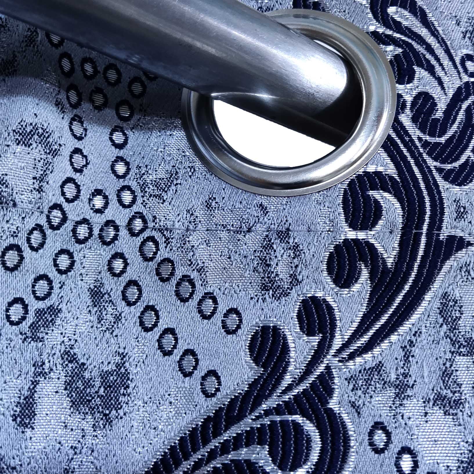 Thick Viscose Curtain Navy blue on Sky Blue