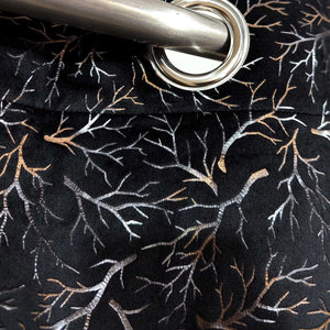 Golden Textured Velvet Curtain Black