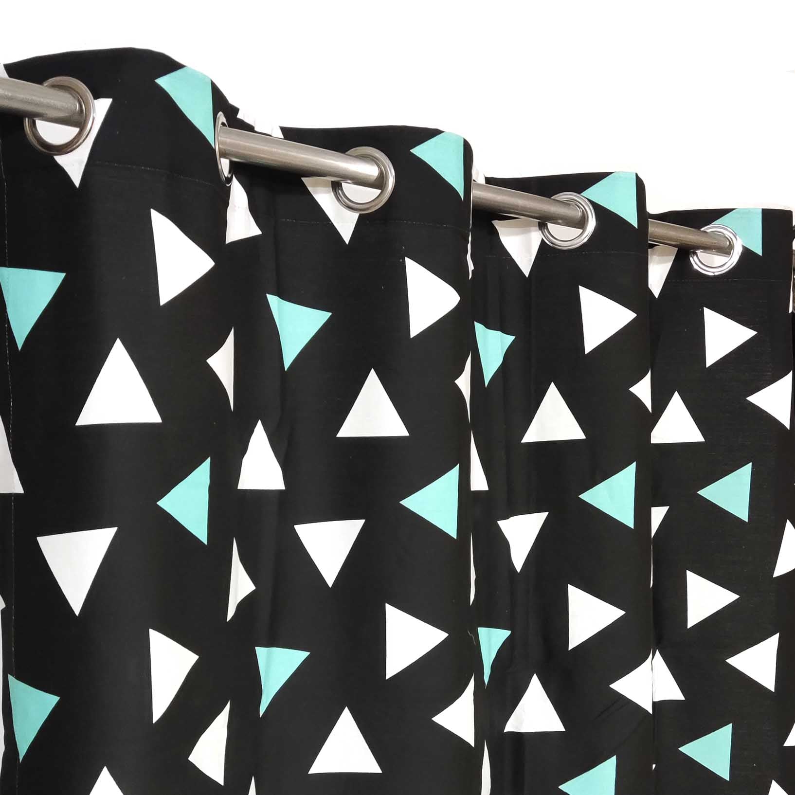 Black with Triangles - Duck Cotton Curtain