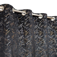 Golden Textured Velvet Curtain Black