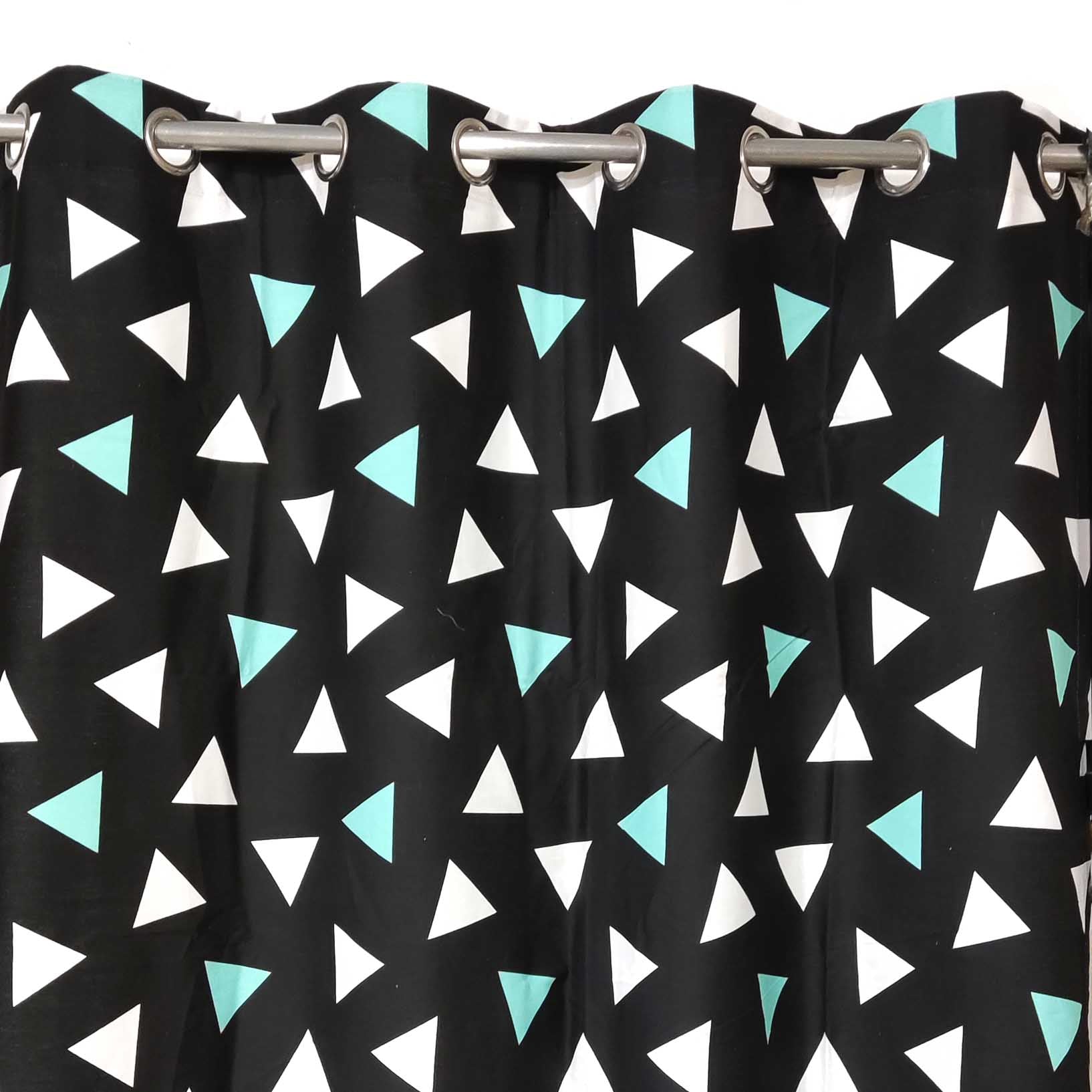 Black with Triangles - Duck Cotton Curtain