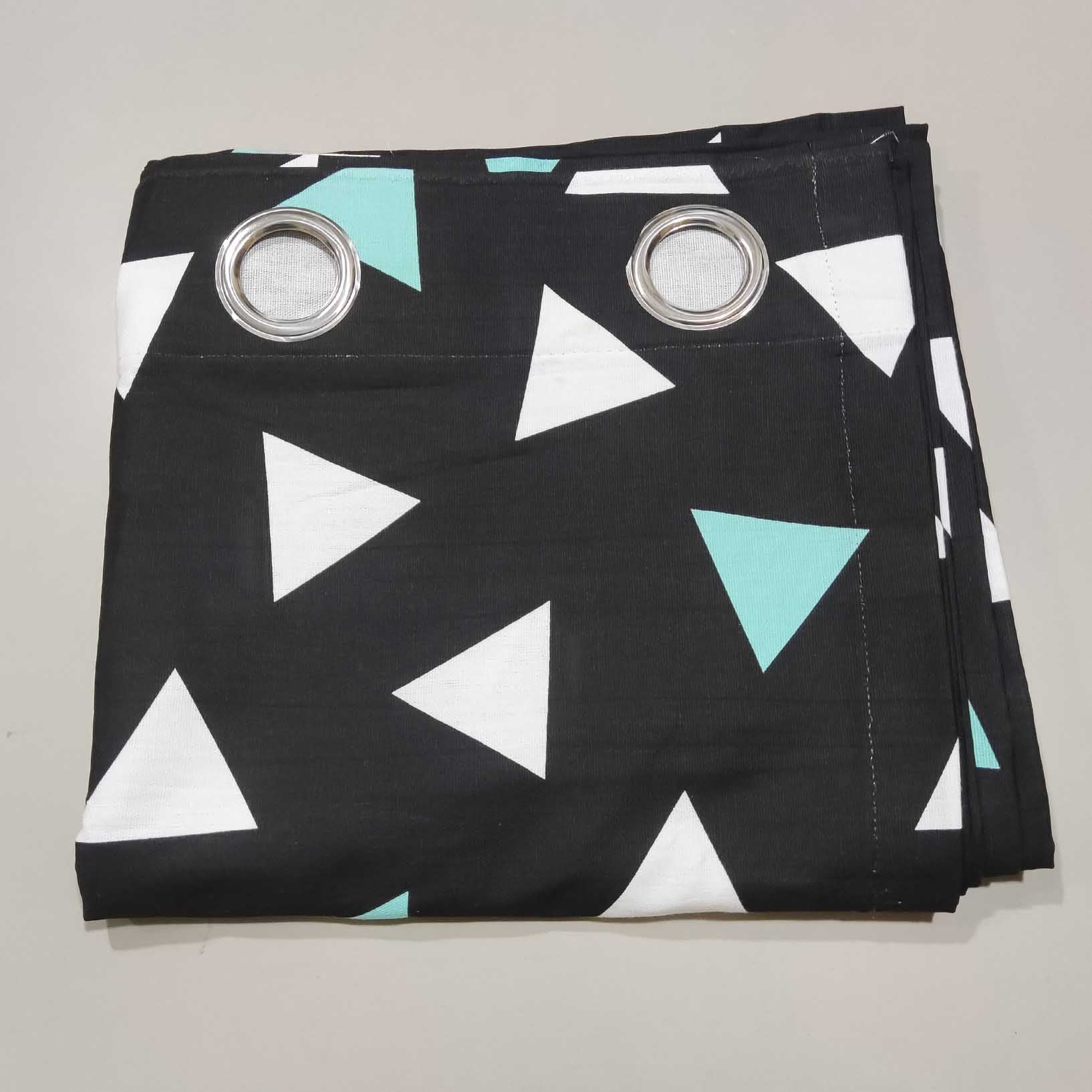 Black with Triangles - Duck Cotton Curtain