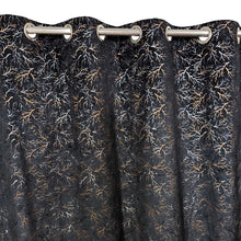 Golden Textured Velvet Curtain Black