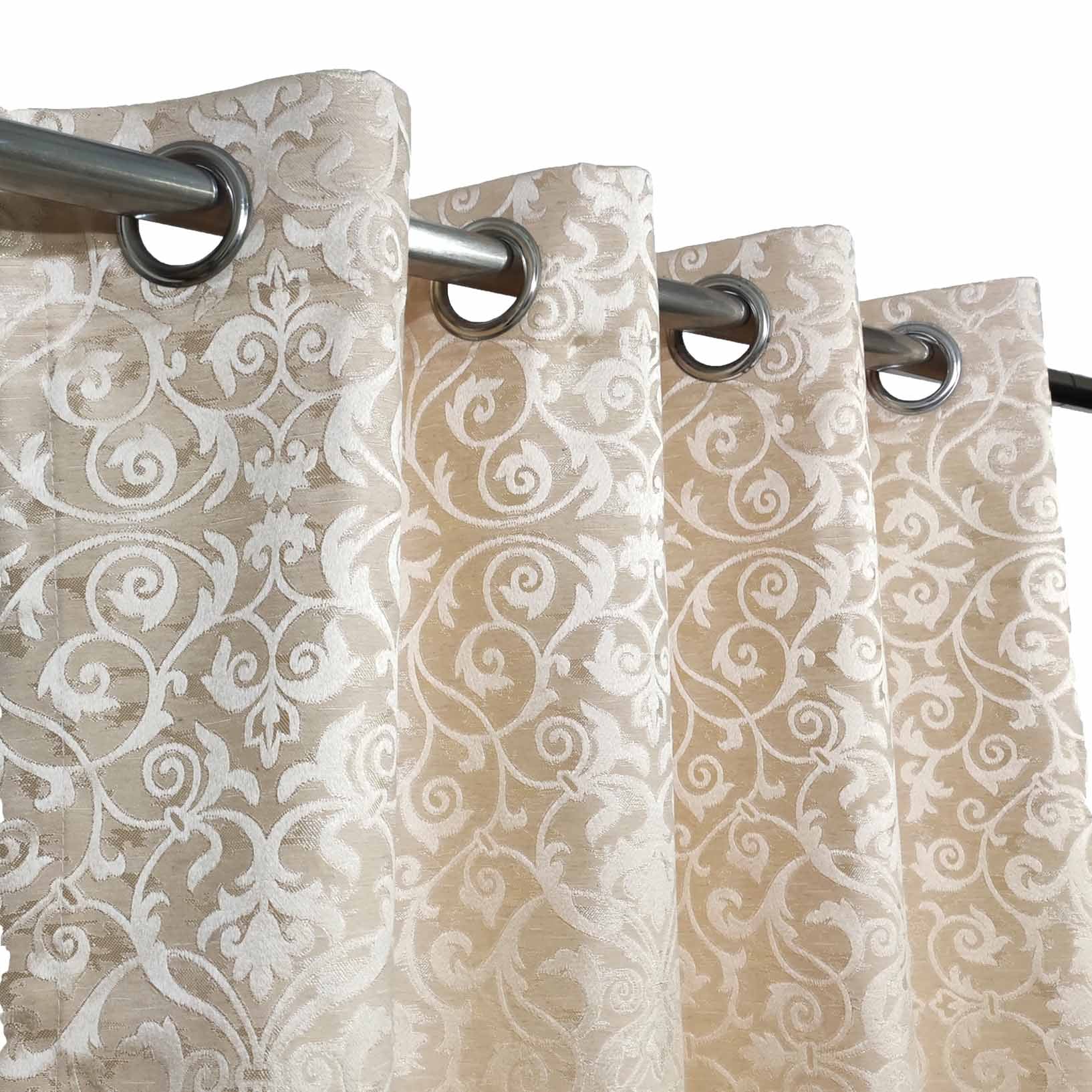 Self Print Thick Shanghai Curtain Cream Color