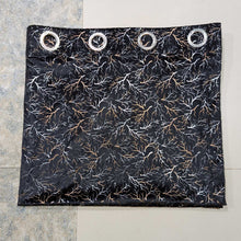 Golden Textured Velvet Curtain Black