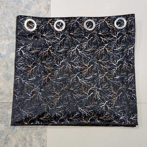 Golden Textured Velvet Curtain Black