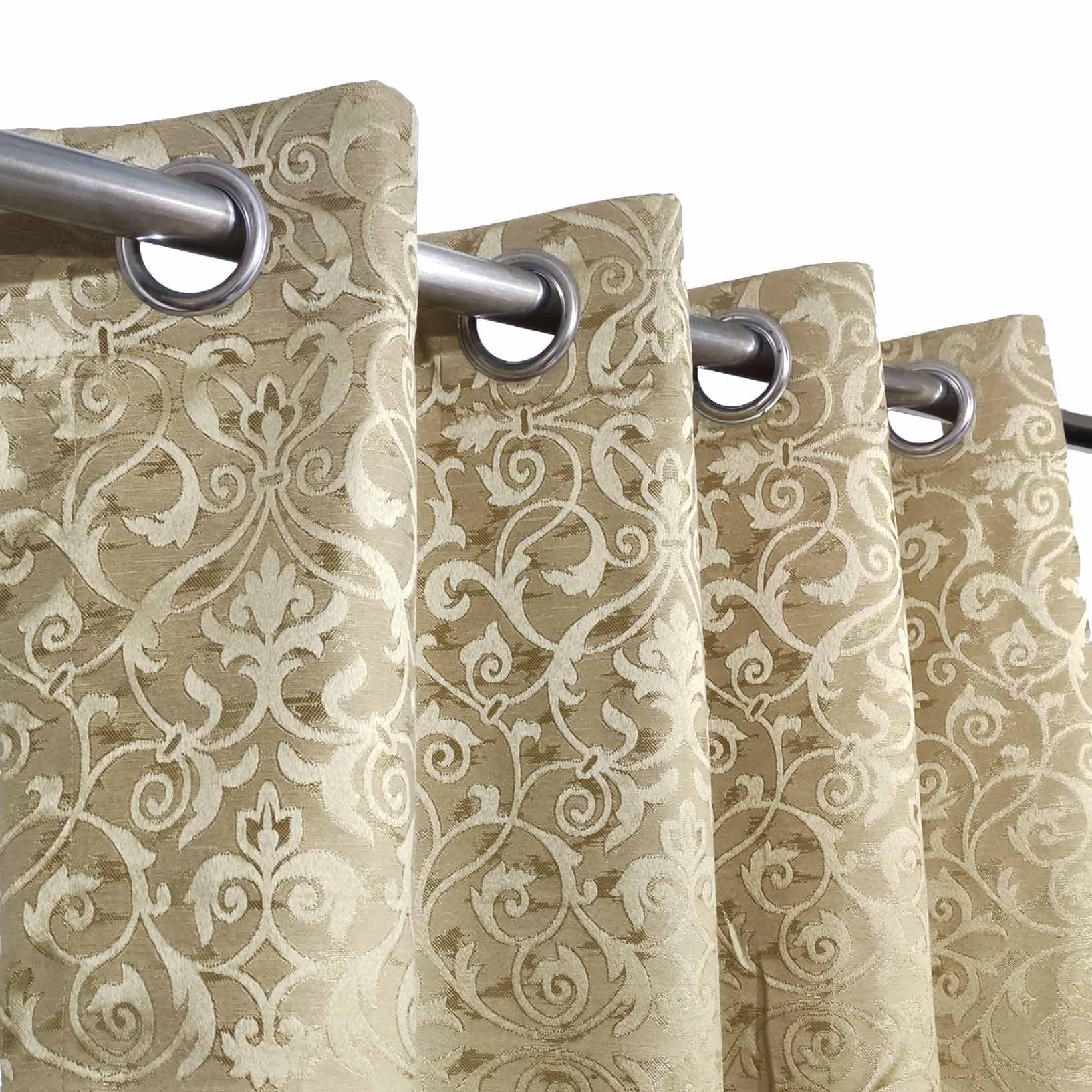 Self Print Thick Shanghai Curtain Golden Brown