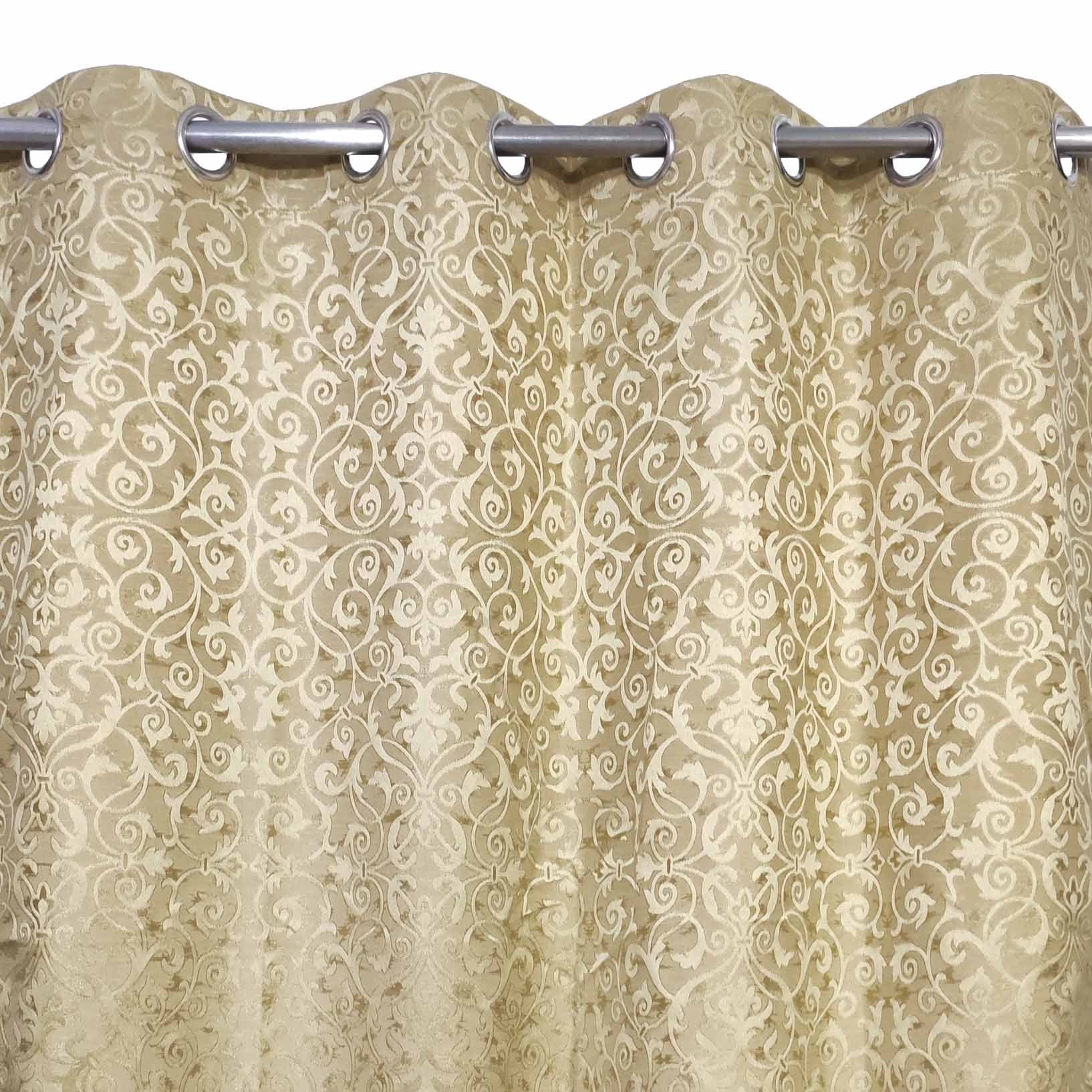 Self Print Thick Shanghai Curtain Golden Brown