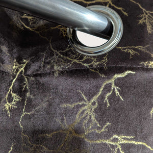 Golden Textured Velvet Curtain Brown