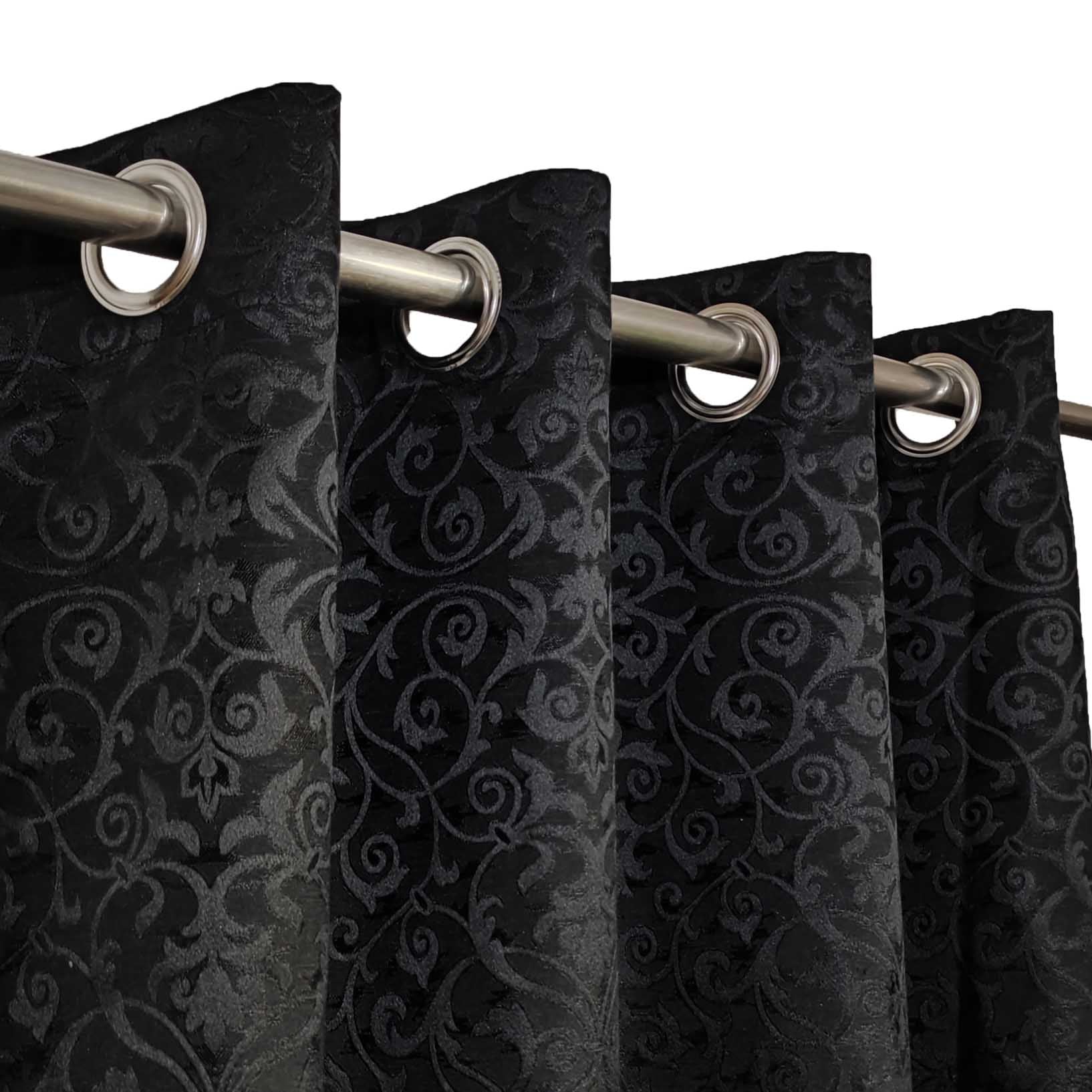 Self Print Thick Shanghai Curtain Black