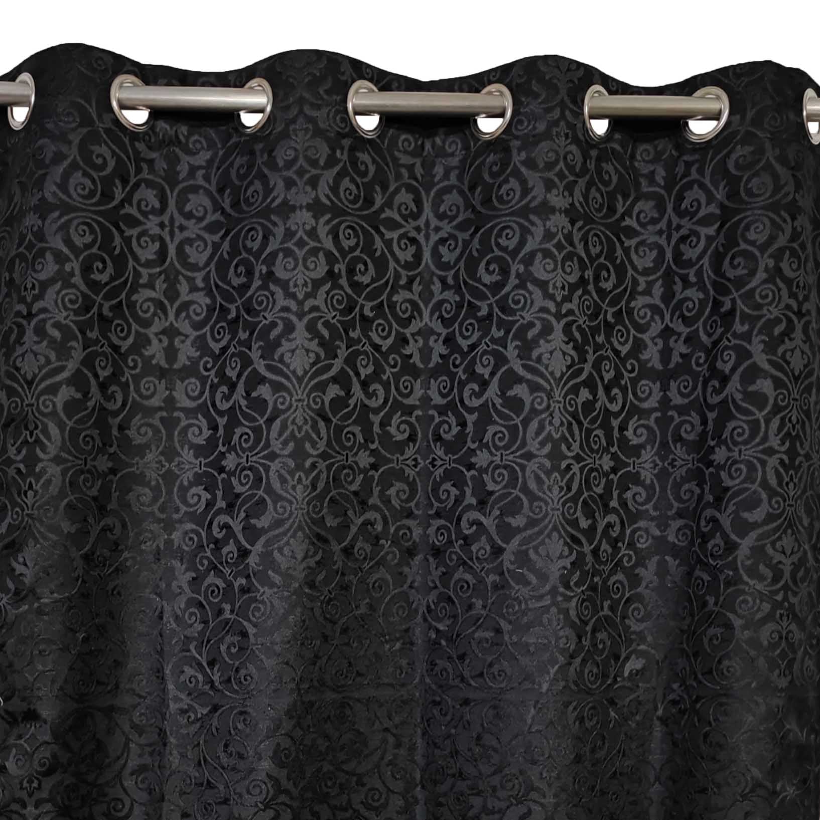Self Print Thick Shanghai Curtain Black