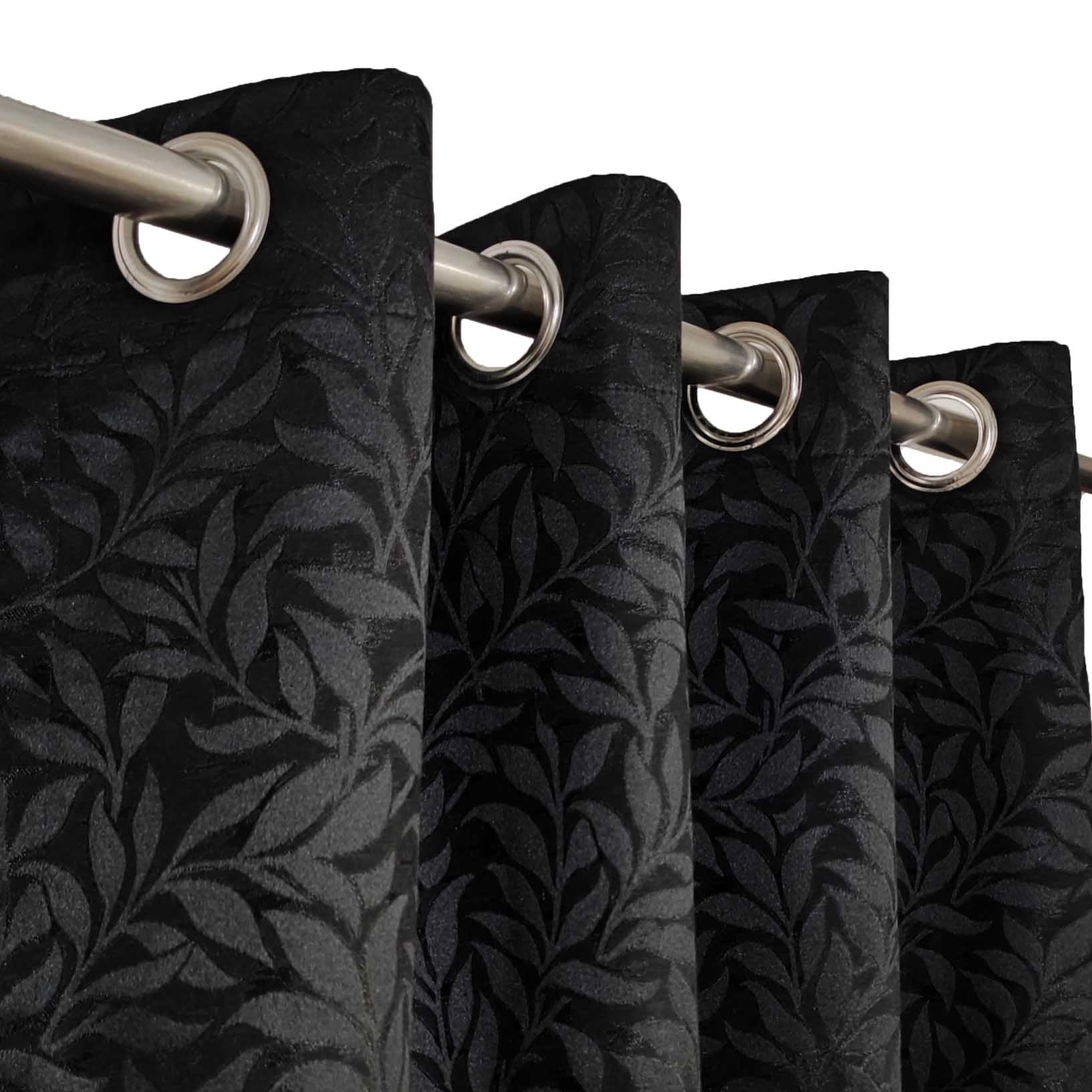 Self Print Thick Shanghai Curtain Black
