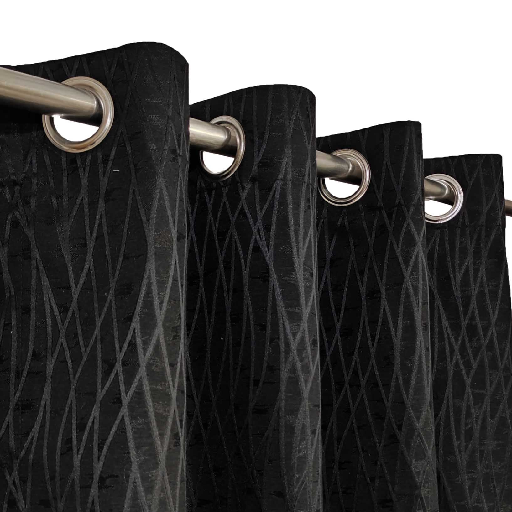 Self Print Thick Shanghai Curtain Black