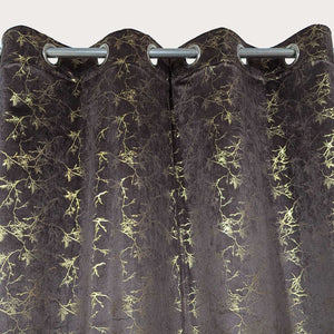 Golden Textured Velvet Curtain Brown