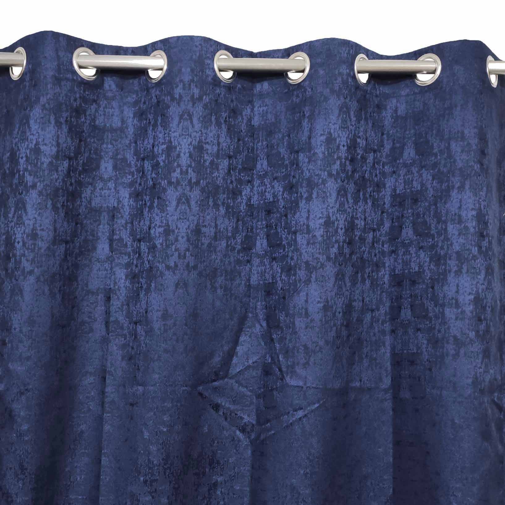 Self Print Thick Shanghai Curtain Blue