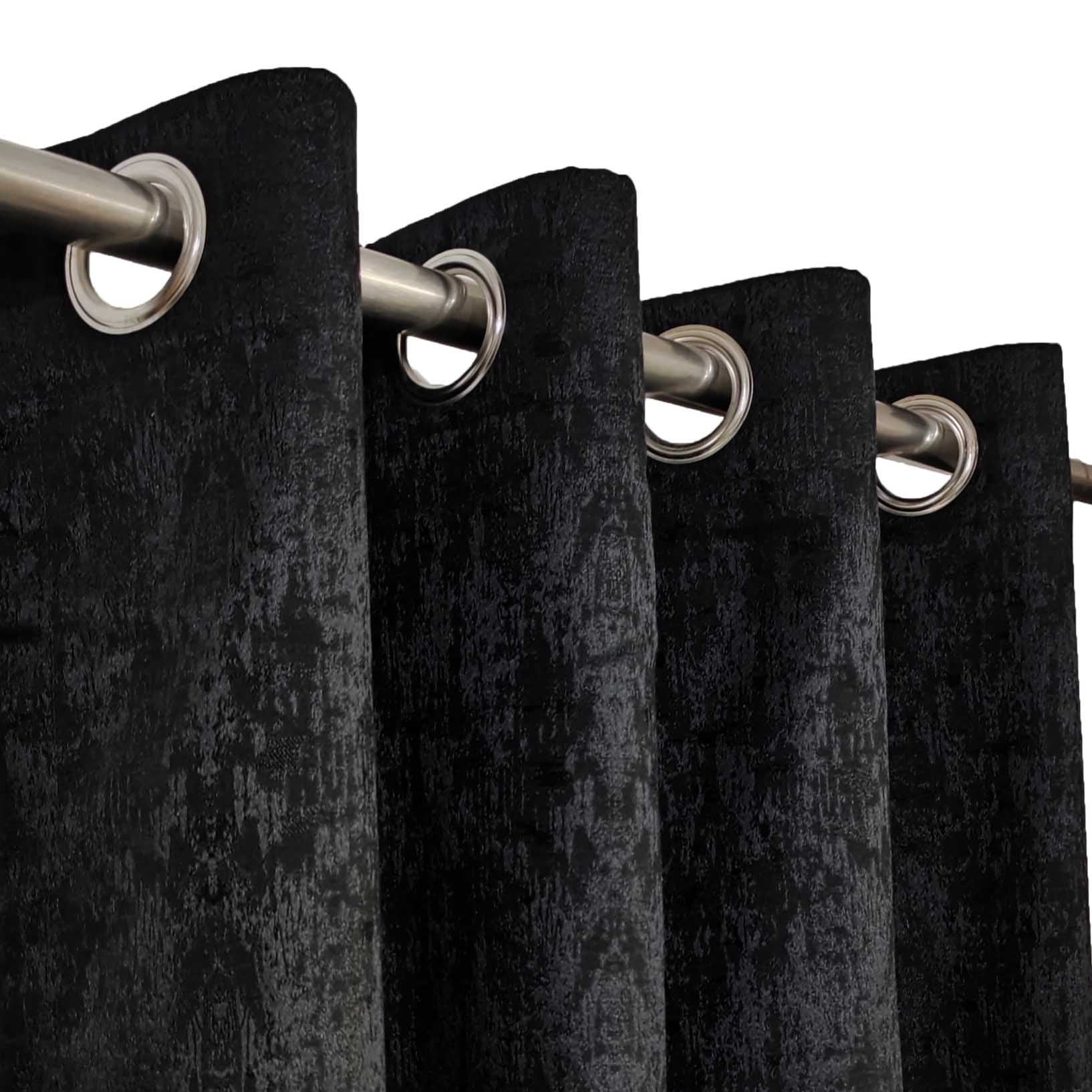 Self Print Thick Shanghai Curtain Black