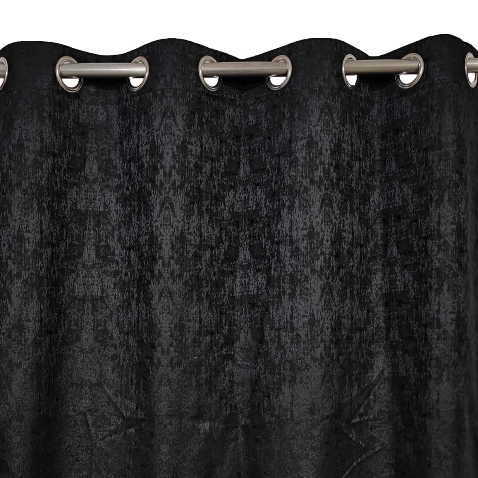 Self Print Thick Shanghai Curtain Black