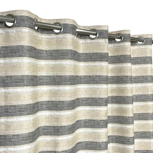 Grey Stripes on Beige Duck Cotton Curtain Extra Wide