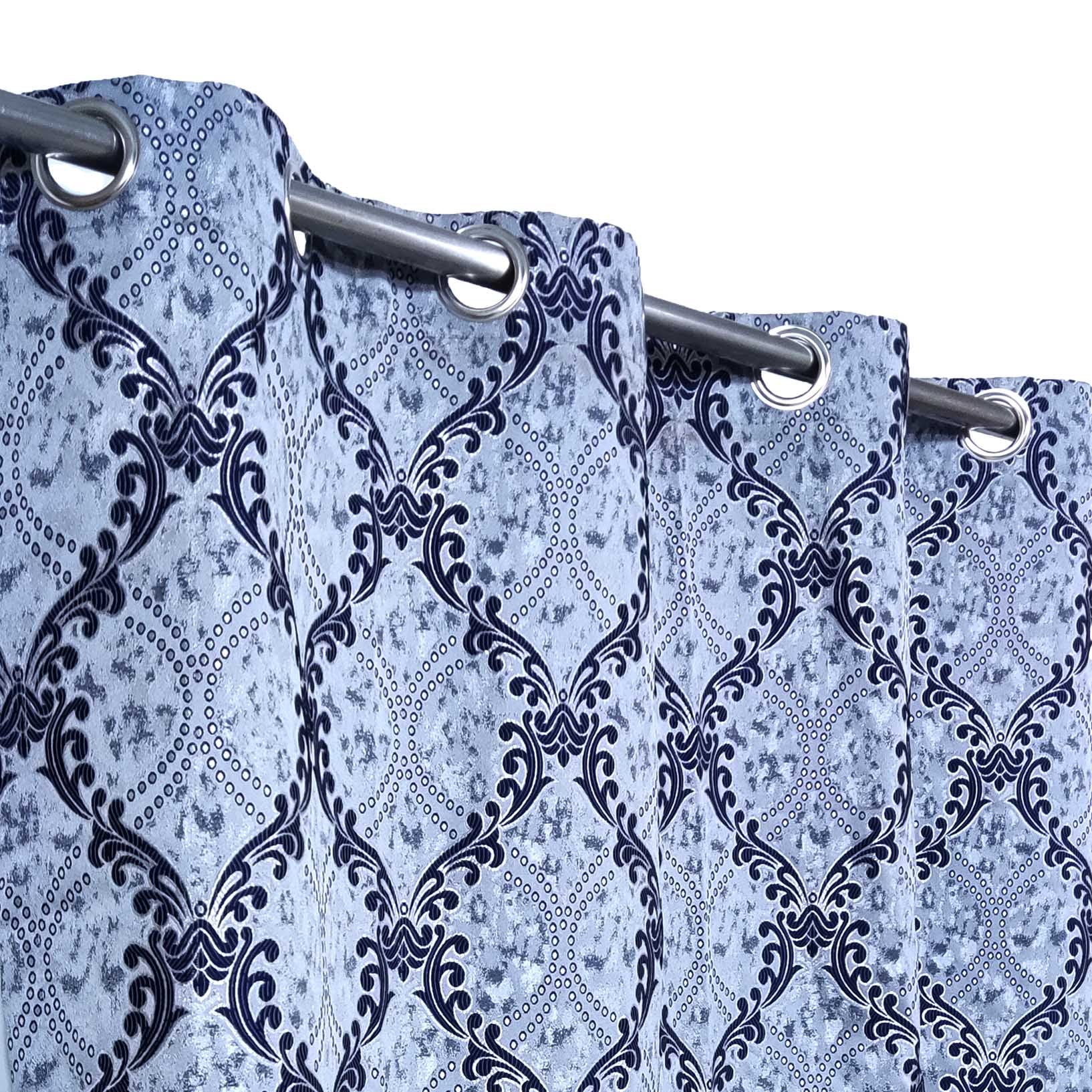Thick Viscose Curtain Navy blue on Sky Blue