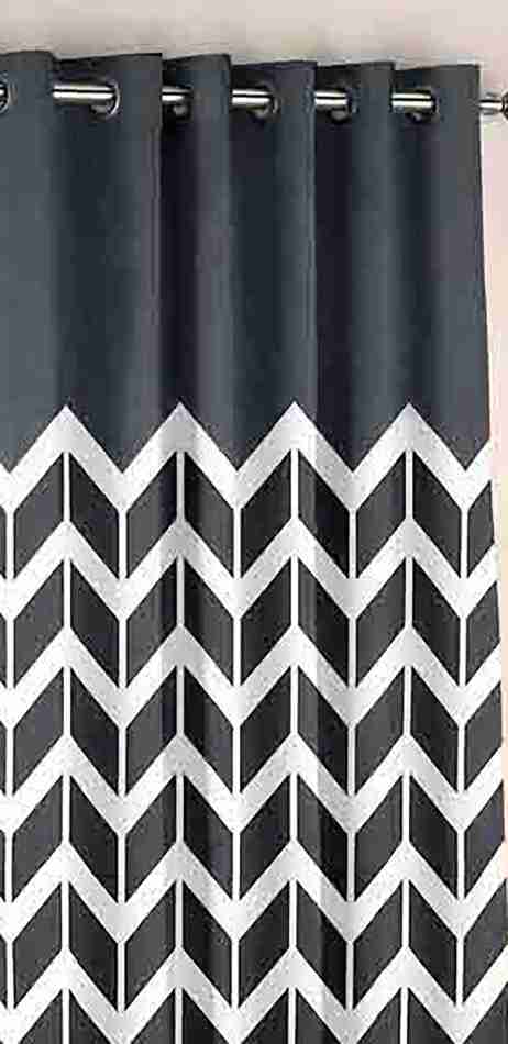 Pair of Digital Printed Curtains Grey Zig Zag