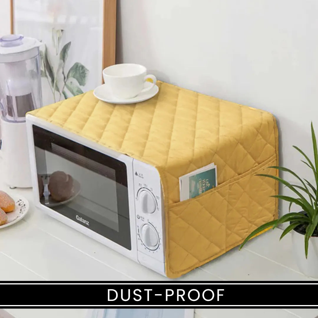 Dust-Proof Quilted Microwave Oven Cover with Side Pockets