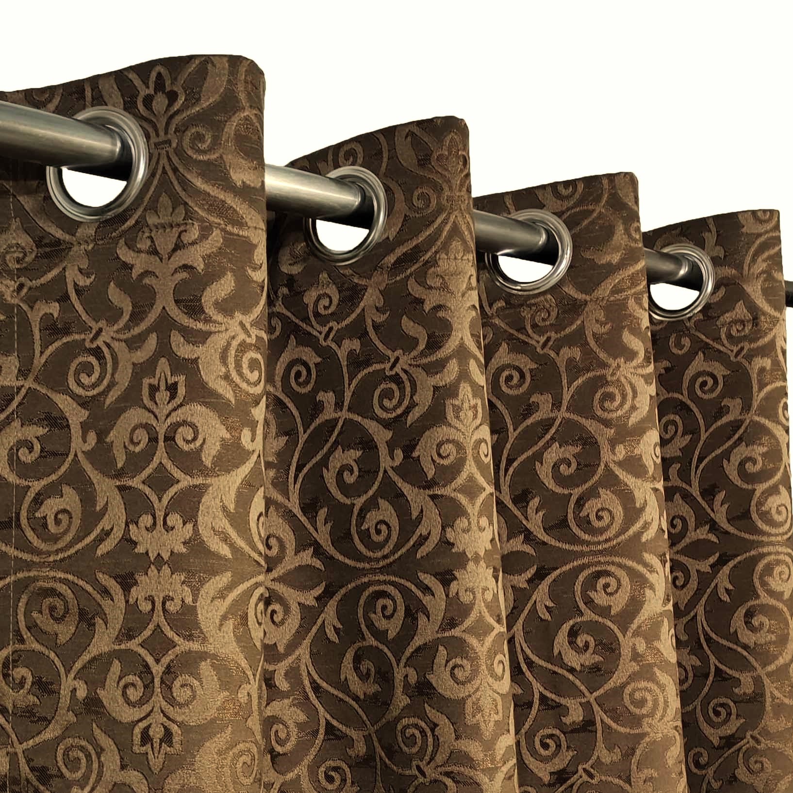 Self Print Thick Shanghai Curtain Brown