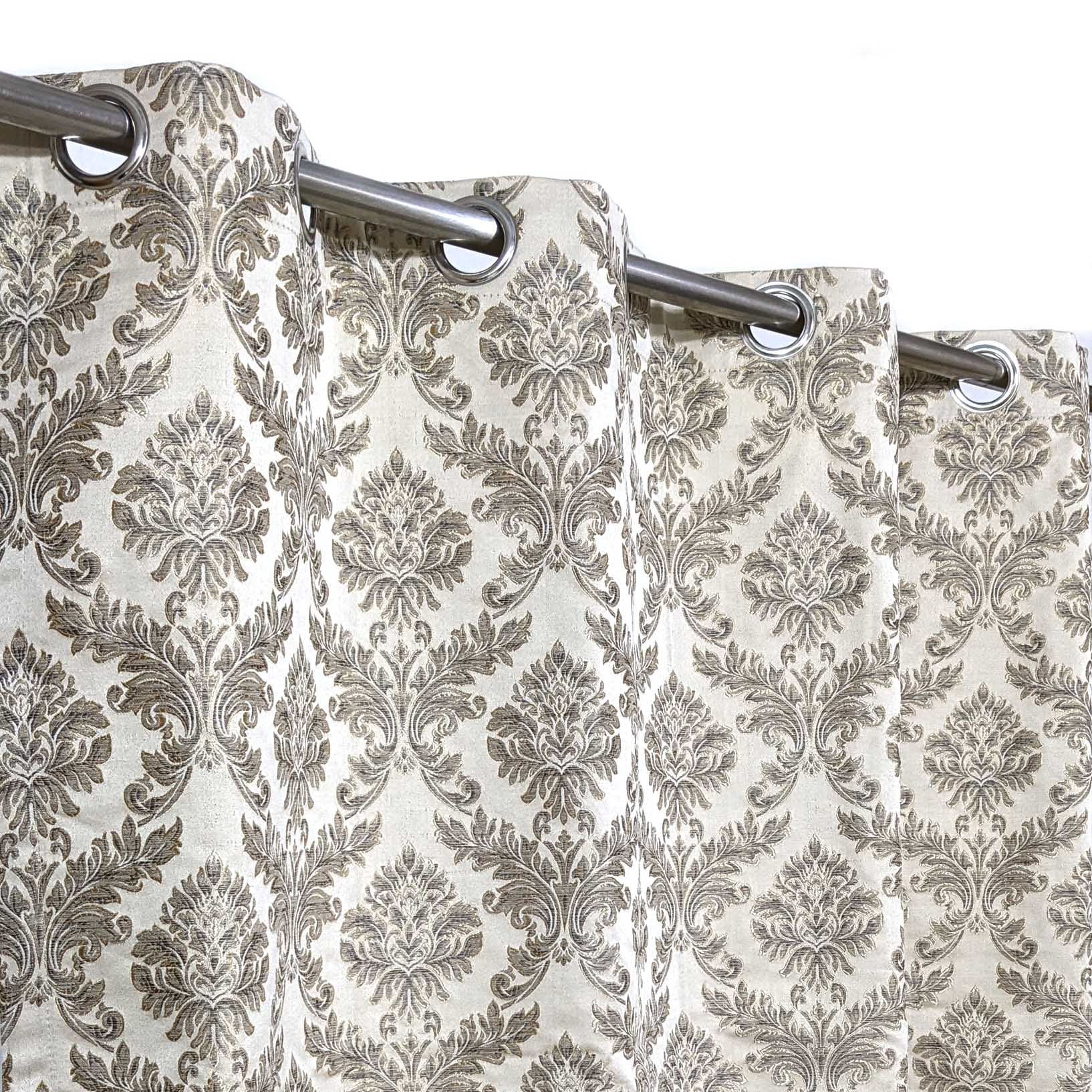 Thick Viscose Curtain Brown Vintage Motif