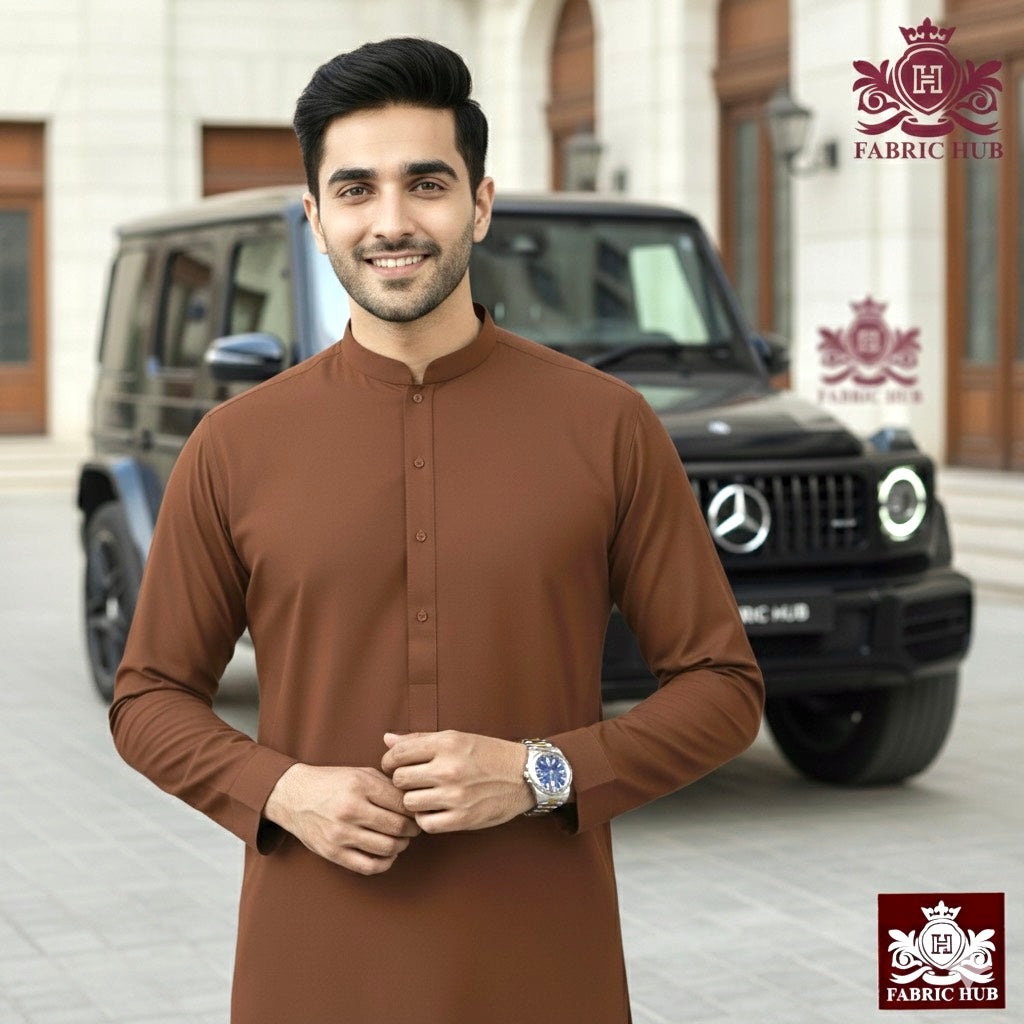 Imported Wash & Wear Dull Rust Un-Stitched