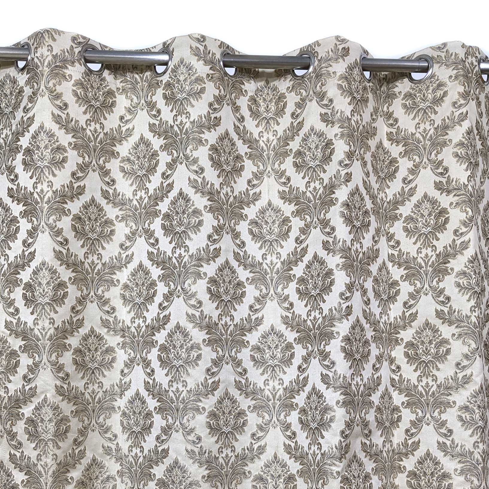 Thick Viscose Curtain Brown Vintage Motif