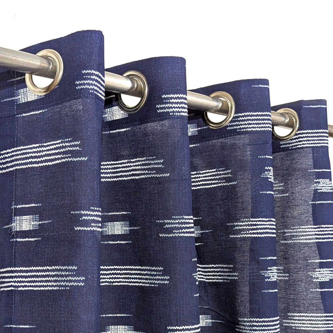 White Rays - Duck Cotton Curtain Blue