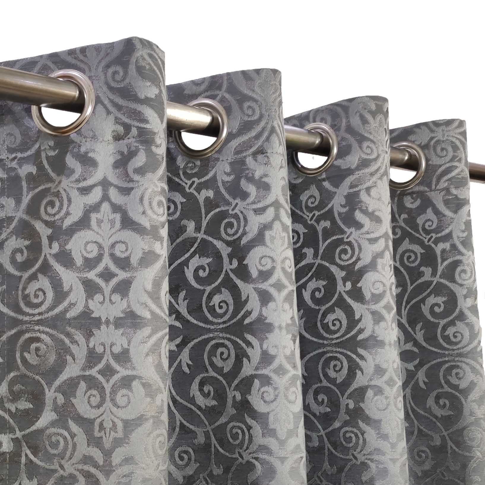 Self Print Thick Shanghai Curtain Grey