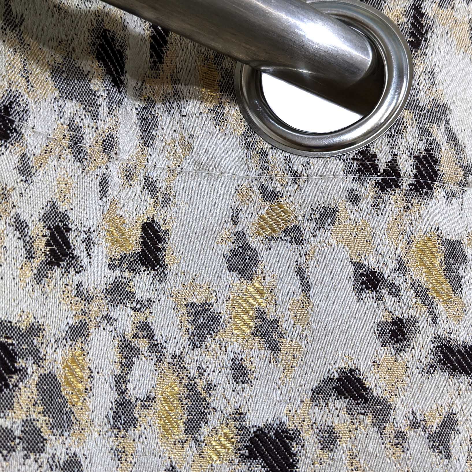 Thick Viscose Curtain Golden & Brown on Beige (2 Pcs Available Only)