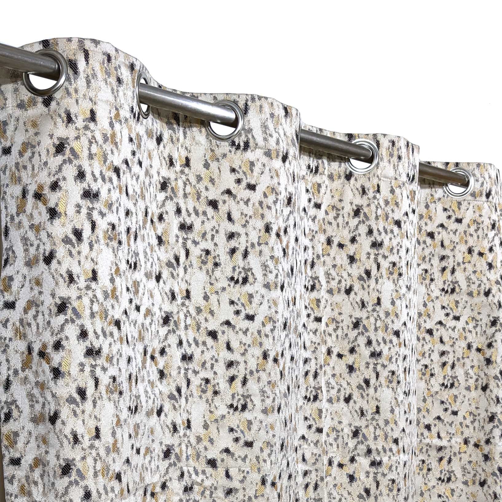 Thick Viscose Curtain Golden & Brown on Beige (2 Pcs Available Only)